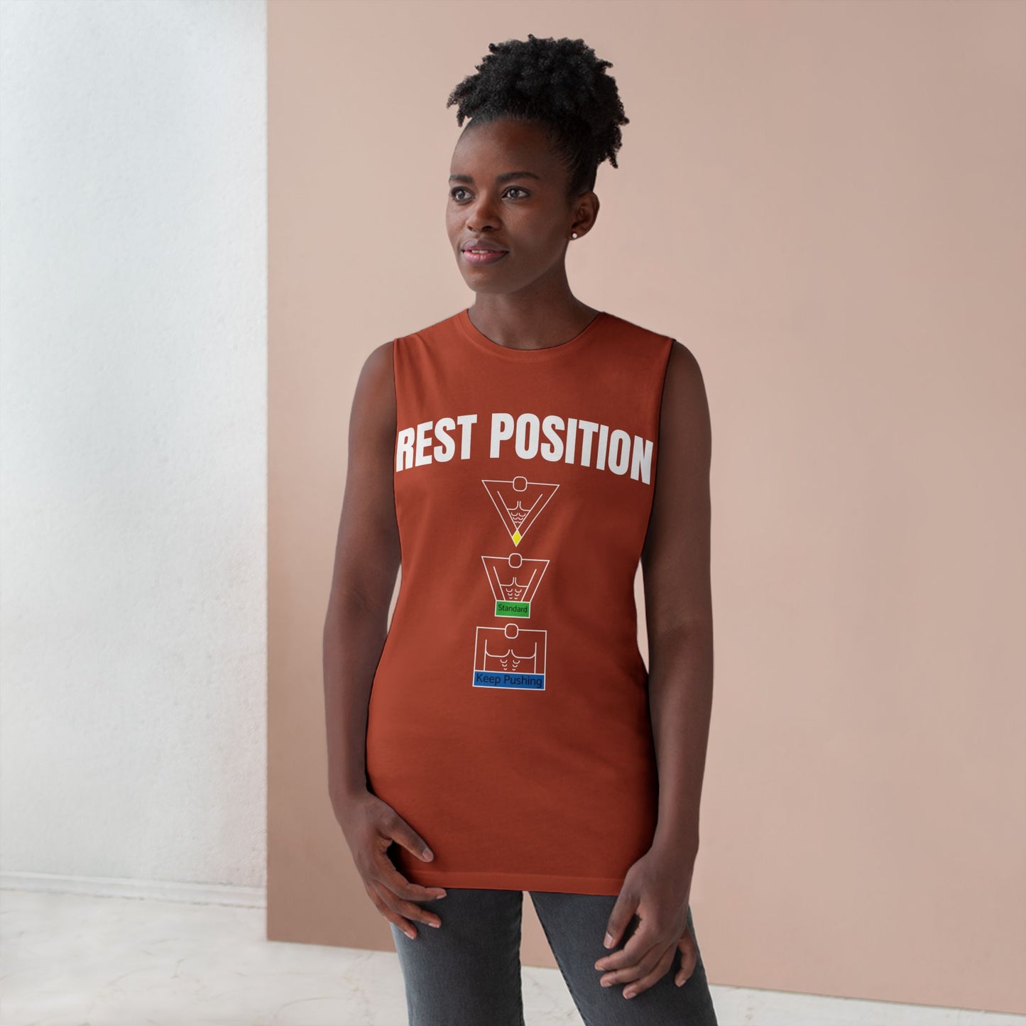 "Rest Position Push-Up We Push! You Rest. Tank top.