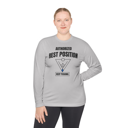 Authorized Rest Position Long Sleeve Tee — “We Push! You Rest.” Fitness Coach Shirt