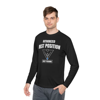 Authorized Rest Position Long Sleeve Tee — “We Push! You Rest.” Fitness Coach Shirt