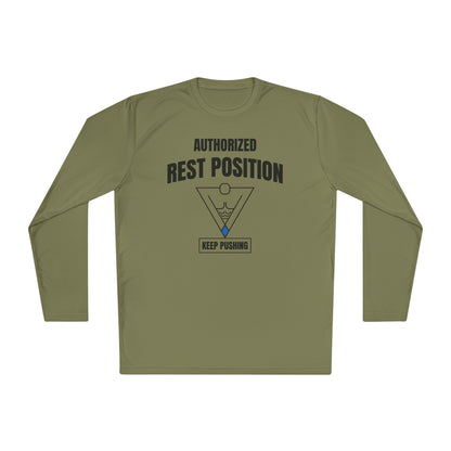 Authorized Rest Position Long Sleeve Tee — “We Push! You Rest.” Fitness Coach Shirt