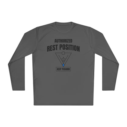 Authorized Rest Position Long Sleeve Tee — “We Push! You Rest.” Fitness Coach Shirt