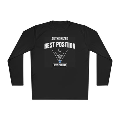 Authorized Rest Position Long Sleeve Tee — “We Push! You Rest.” Fitness Coach Shirt
