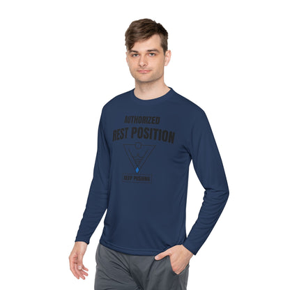 Authorized Rest Position Long Sleeve Tee — “We Push! You Rest.” Fitness Coach Shirt
