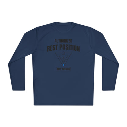 Authorized Rest Position Long Sleeve Tee — “We Push! You Rest.” Fitness Coach Shirt